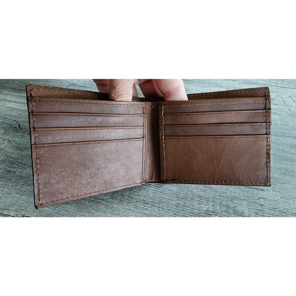 Mens Tan Leather Bi-fold Wallet Floral Tooled by Ranger Belt Company IWR-1B - Picture 3 of 10